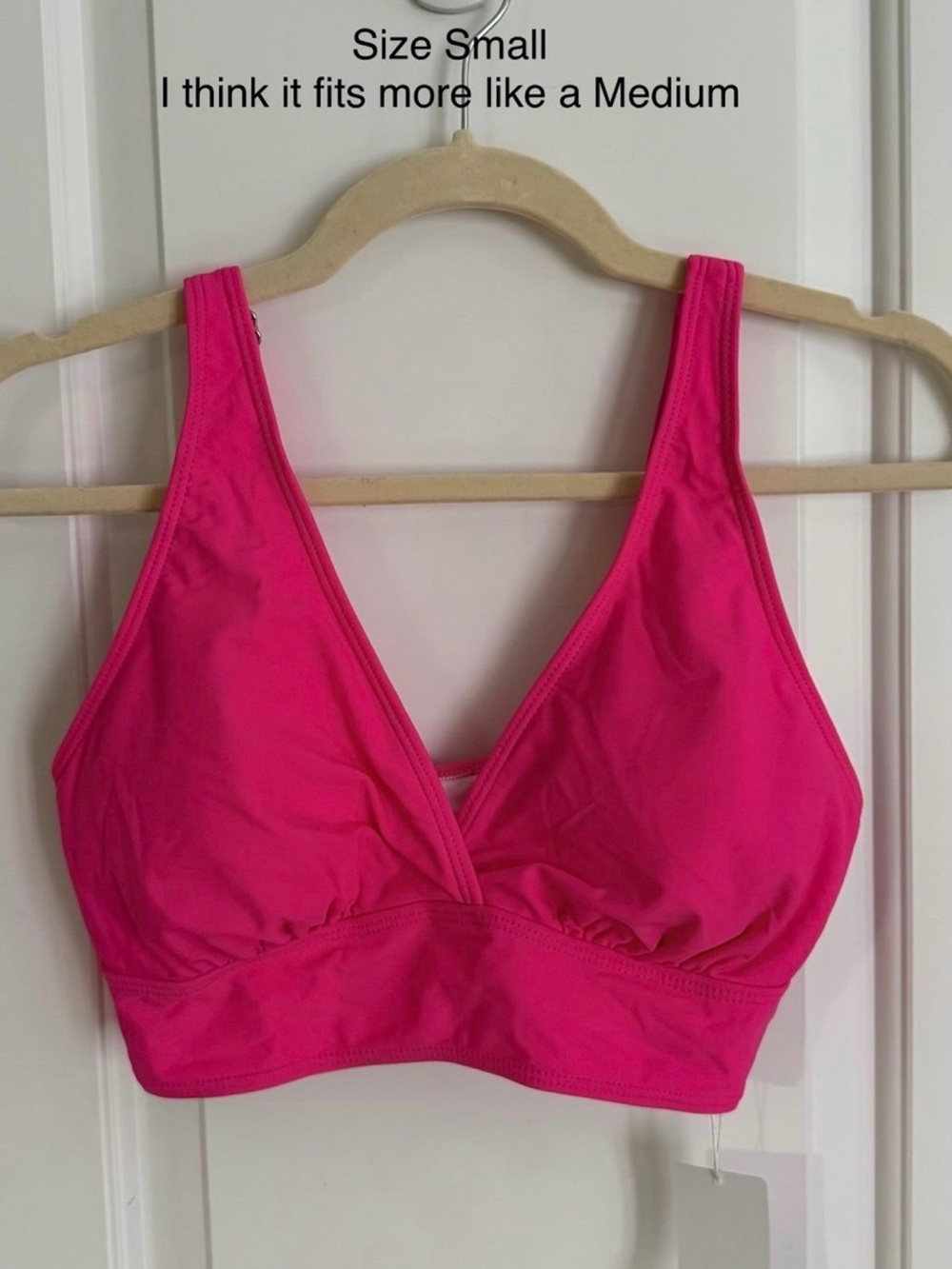 Wireless V-Neck Bikini Top in Bright Pink